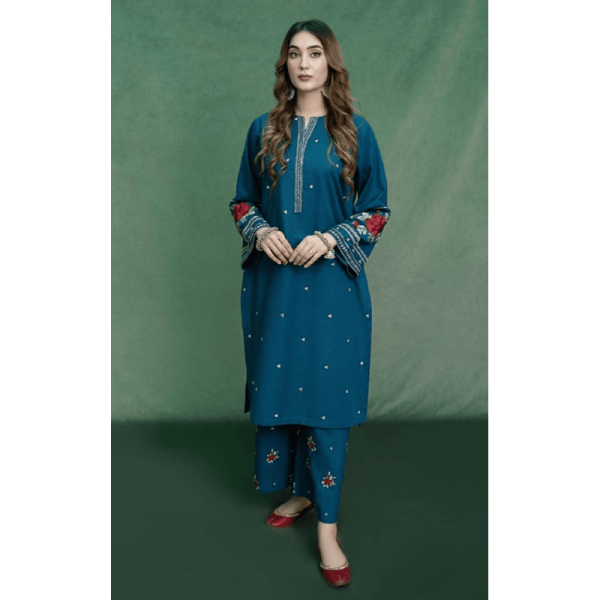 2 Pcs Women's Lawn Unstitched Embroidered Suit zb-13