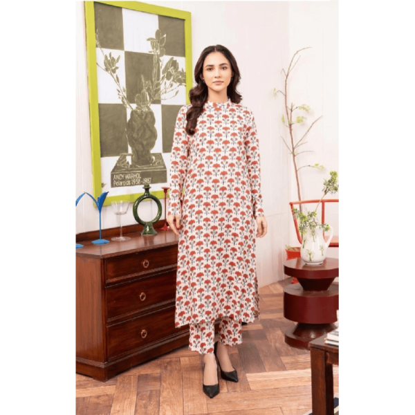 2 Pcs Linen Printed Suit zb-11