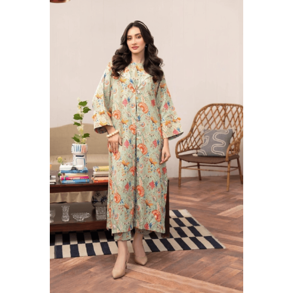 2 Pcs Linen Printed Suit zb-16